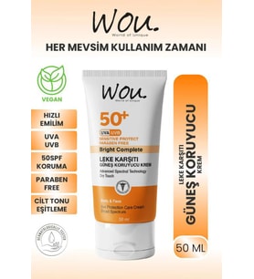 Wou Leke Karşıtı Yüksek Koruma Güneş Kremi SPF50+ 50 ml