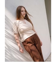 LCW Curve Bej Büyük Beden %100 Pamuklu Kadın Tişört