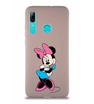 Huawei P Smart 2019 Soft Premier Kapak Minnie Mouse-D Tasarımlı Silikon Kılıf - Pudra (Şeffaf)