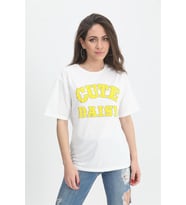 T-shirt Kabartma Baskı Bisiklet Yaka - Sarı