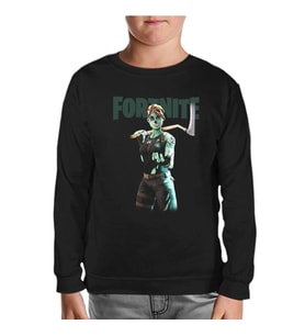 Fortnite Zombie Siyah Çocuk Sweatshirt