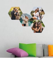 Kişiye Özel 4 Fotoğraflı Altıgen Mdf Tablo