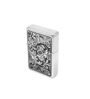 Kişiye Özel İsim Yazılı Sarmaşık İşlemeli Gümüş Renk Manyetorlu Çakmak