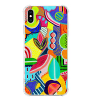 PrintiFy Apple iPhone XS Uyumlu Retro Color 6 Baskılı Şeffaf Köşe Korumalı Antişok Kılıf
