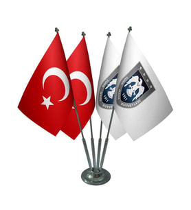 Masa Üstü Hava Kuvvetleri Bayrağı Türk Bayrağı Dörtlü Krom Direk Masa Bayrak Seti