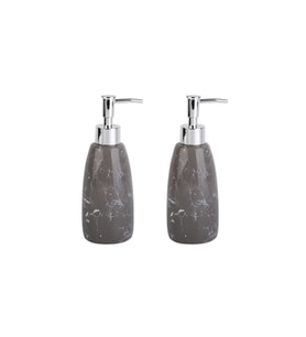 BANYO SETİ MERMER DESENLİ GRİ SIVI SABUNLUK 2 ADET 8X8X17CM 300ML
