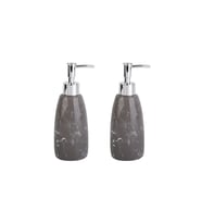 BANYO SETİ MERMER DESENLİ GRİ SIVI SABUNLUK 2 ADET 8X8X17CM 300ML