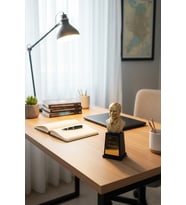 Atatürk Büstü Mini 13cm Polyester Hediye Dekoratif Büst Heykel (Antrasit - Gold)