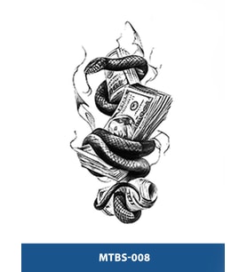 MTBS-009 ORTA BOY DOLAR VE KOBRA YILAN DESEN GEÇİCİ DÖVME-TATTO