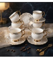 ARTWORKS 12 PARÇA GOLD DETAYLI PORSELEN KAHVE FİNCAN TAKIMI ( 6 kişilik )