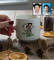 Kişiye Özel Karikatürlü Yeşil Beyaz Baba Kız T Kupa Babalar Günü Hediyesi