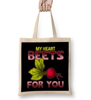 Cute & Funny My Heart Beets For You Romantic Pun Bez Çanta Uzun Saplı