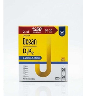 Ocean D3K2 Damla 20+20 ml - İkincisi %50 İndirimli
