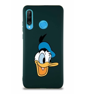 Huawei P30 Lite Soft Premier Kapak Donald Duck-A Tasarımlı Silikon Kılıf - Yeşil (Şeffaf)