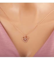 925 Ayar Gümüş Rose Kalp Göz Kadın Kolye