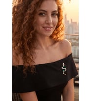 Kristal Işıltılı Mistik Yılan Broş