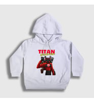 Presmono Unisex Çocuk Beyaz Titan Speakerman Skibidi Toilet Kapüşonlu Sweatshirt 482637tt (Beyaz)
