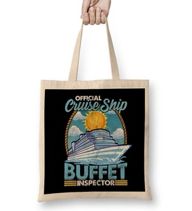 Official Cruise Ship Buffet Inspector Foodie Pun Bez Çanta Uzun Saplı