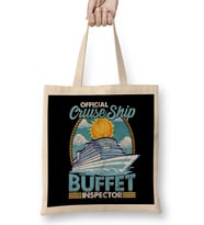 Official Cruise Ship Buffet Inspector Foodie Pun Bez Çanta Uzun Saplı