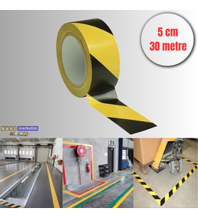 Pvc Yer İşaretleme Bandı 5cmx30m Zemin Bandı Sarı/Siyah