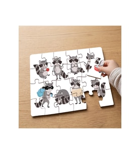Sevimli Rakunlar Kolajı Tasarımlı 24 Parça Ahşap Çocuk Puzzle MPK0962