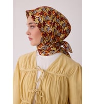 Geometrik Desen %100 Twill İpek Eşarp BE02