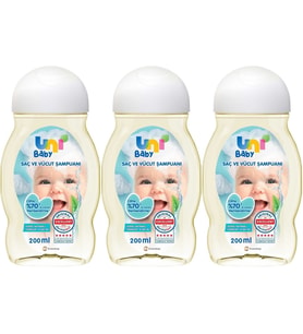Uni Baby Bebek Saç ve Vücut Şampuanı 200ML Klasik (3 Lü Set)