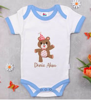 BK Kids Kişiye Özel Mavi Bebek Body Zıbın - Model 197