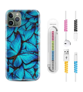 Apple iPhone 11 12 13 14 Pro Max Kılıf Kablo Koruma Spiral Silikon Owl 1351