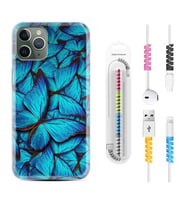 Apple iPhone 11 12 13 14 Pro Max Kılıf Kablo Koruma Spiral Silikon Owl 1351