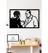 Gowpenart Atatürk ve Köylü Adam Dekoratif Siyah Metal Duvar Ev & Ofis Tablosu / Hediye Tablo