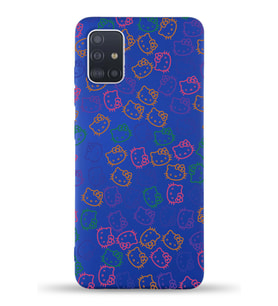 Samsung Galaxy A71 Uyumlu Lansman Kılıf Hello Kitty Tasarımlı İçi Kadife Kapak-Lacivert (Şeffaf)