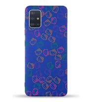 Samsung Galaxy A71 Uyumlu Lansman Kılıf Hello Kitty Tasarımlı İçi Kadife Kapak-Lacivert (Şeffaf)