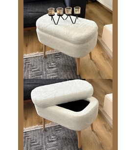 Wellsoft Kırık Beyaz Sandıklı Puf Kedi Yatağı