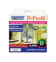 VodaSeal D Profil Kapı ve Pencere İzolasyon Bandı 6.20 mt. - Beyaz