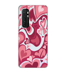 Xiaomi Mi Note 10 Lite Uyumlu Kalp Desenli Şeffaf Telefon Kılıfı