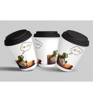 KAPLUMBAĞA 'I LOVE COFFEE' 14 Oz Sıcak Grubu Kapaklı Karton Kahve Bardağı 12'Li 400 ML