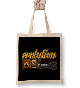 Funny Evolution Of The Camera Photography Bez Çanta Uzun Saplı