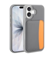 iPhone 17 Kılıf Kartlıklı X-Kart Silikon Kılıf (Koyu Gri)