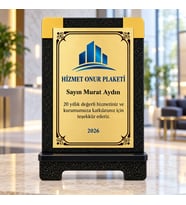 Kişiye Özel Isim ve Logo Baskılı Hizmet Onur Plaketi – Teşekkür ve Başarı Ödülü