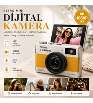 Retro Mini Dijital Kamera 1080P HD – 180° Döner Ekran, Selfie Vlog Kamerası, Dahili Flaş ve Filtre Efektleri