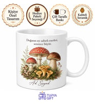 Mantar Çeşitleri Temalı Baskılı Kupa Bardak Doğa Hediye Porselen Mug