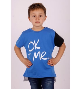 Toontoy Erkek Çocuk Tek Kol Garnili Tişört (Saks)