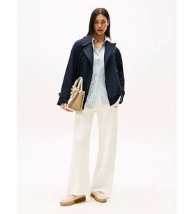 Tommy Hilfiger Kadın Yazı Baskılı Düz Paça Pike Beyaz Eşofman Altı WW0WW45744YA8