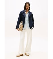 Tommy Hilfiger Kadın Yazı Baskılı Düz Paça Pike Beyaz Eşofman Altı WW0WW45744YA8