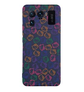 Xiaomi Mi11 Ultra Uyumlu Lansman Kılıf Hello Kitty Tasarımlı İçi Kadife Kapak-Lacivert (Şeffaf)