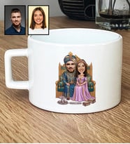 Kişiye Özel Karikatürlü Osmanlı Padişahı ve Sultanı Sevgiliye Hediye Lüks Fincan Sevgililer Günü Hediyesi