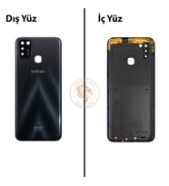 Infinix Smart 5 Siyah Uyumlu Arka Kapak Arka Cam Batarya Pil Kapağı Lazer Kesim Back Cover