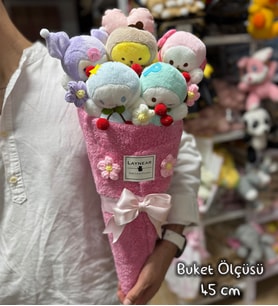 İce Cream Dondurma Külah Görünümlü  Kitty Kuromi Peluş Ayıcık Buketi