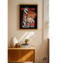 Chainsaw Man Denji Anime Poster, Ahşap Çerçeveli Duvar Tablosu - Anime Severlere Özel